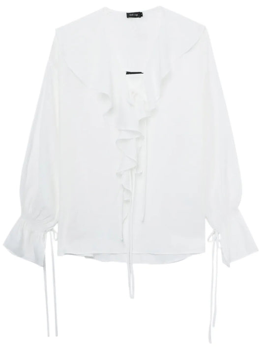 Lace-Up Ruffled Blouse