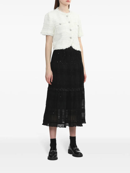 Ruffle-Detail Tiered Midi Skirt