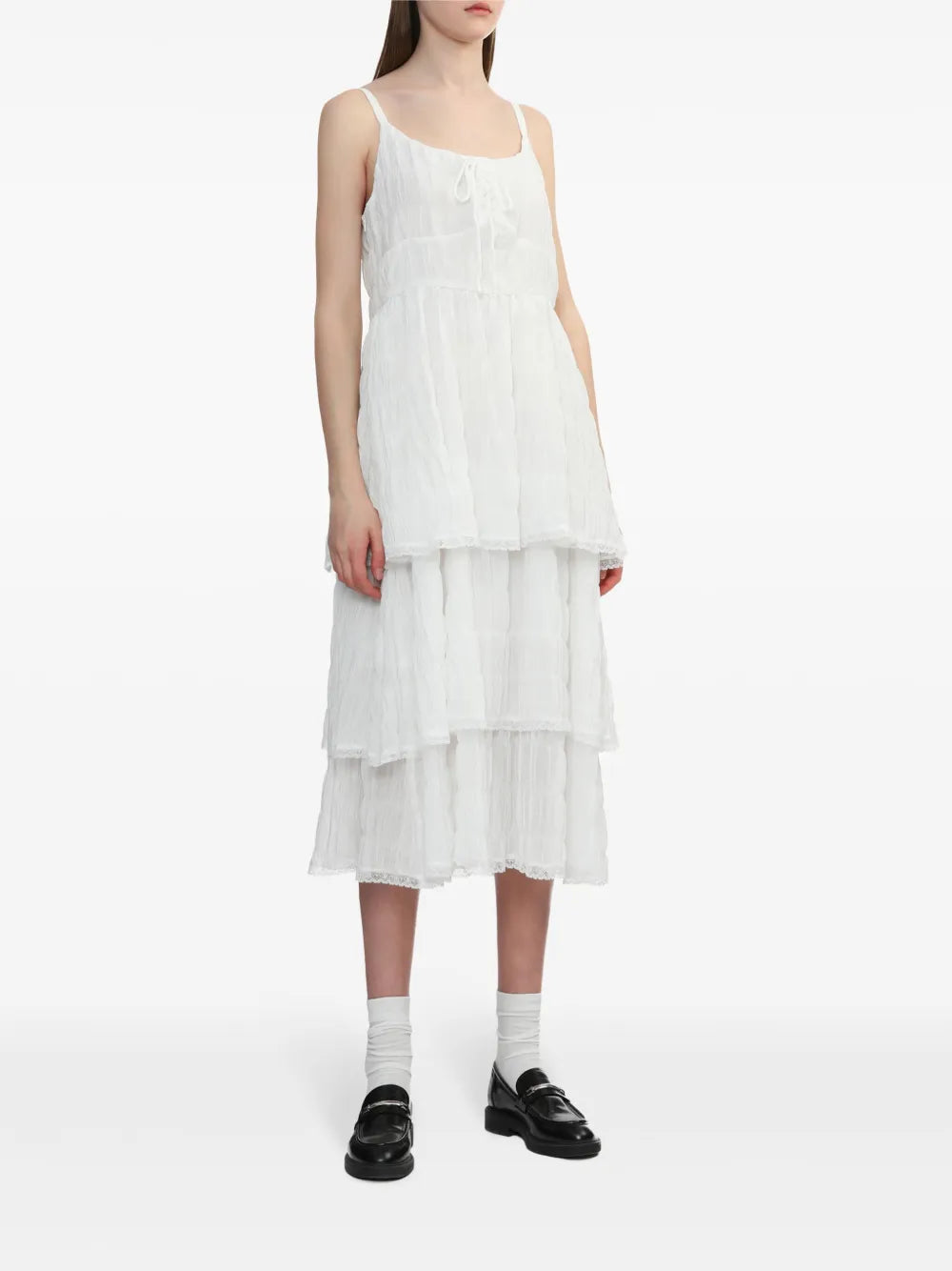 Layered-Skirt Midi Dress