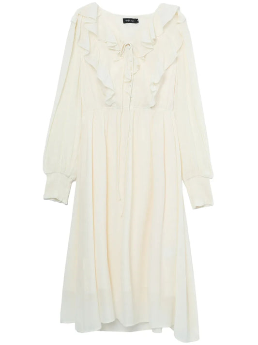 Ruffle-Detail Midi Dress