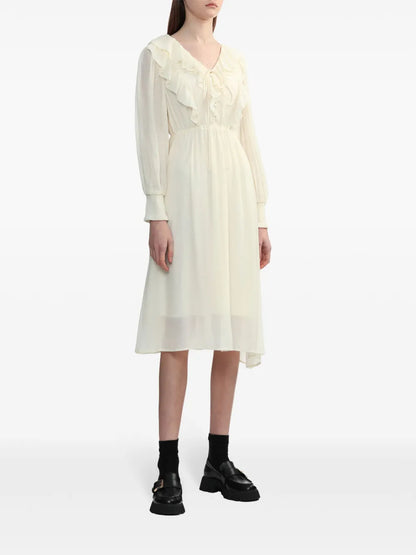 Ruffle-Detail Midi Dress