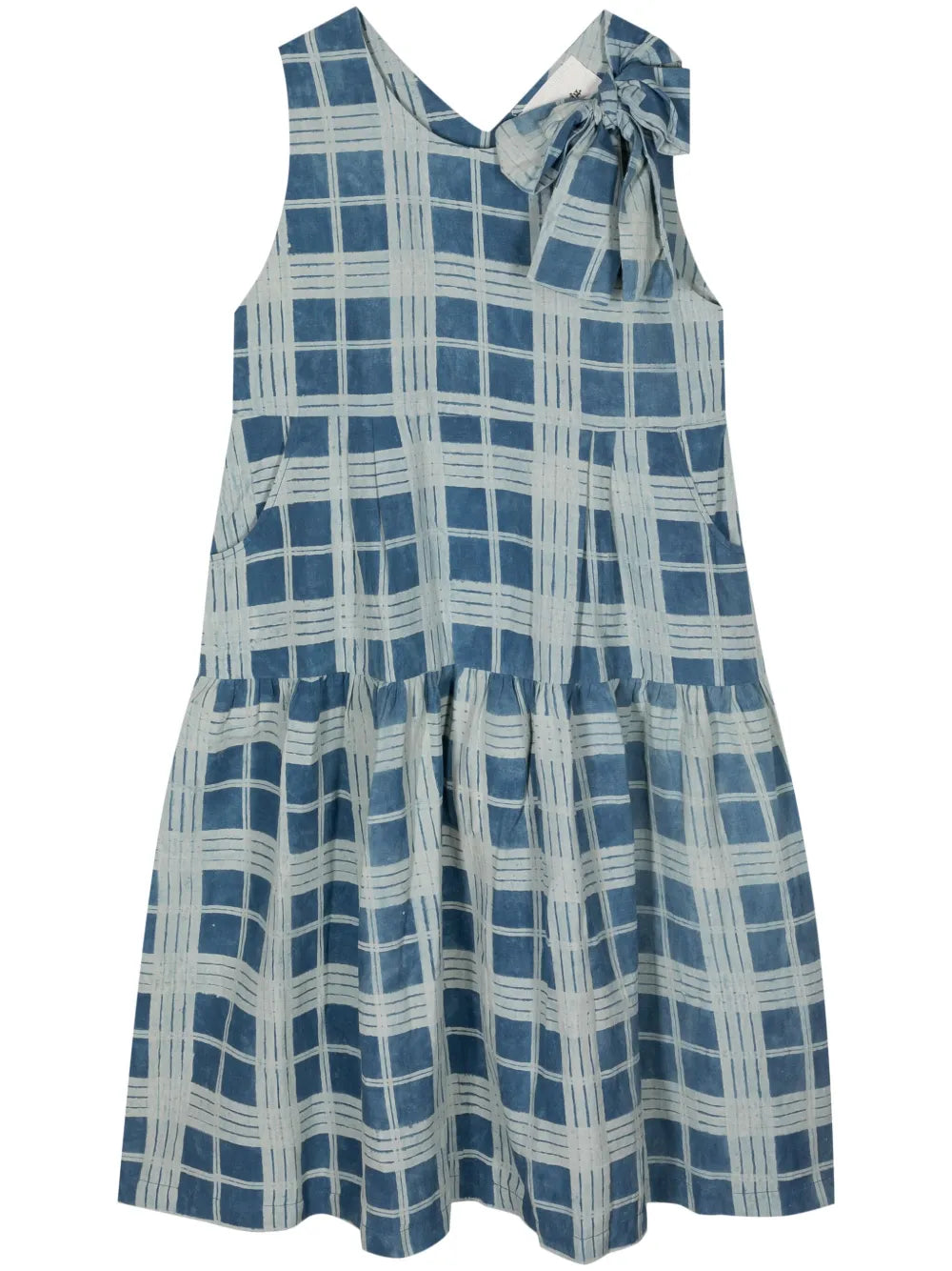 Checkered Cotton-Linen Blend Dress