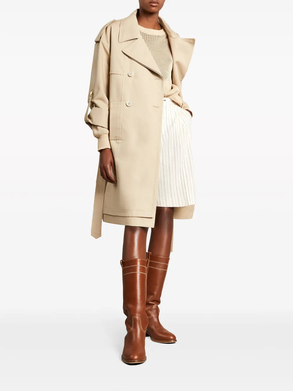 Double-Breasted Cotton Trench Coat