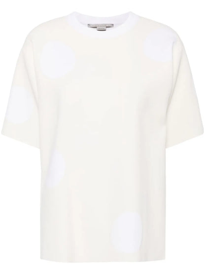 Polka-Dot Intarsia-Knit T-Shirt