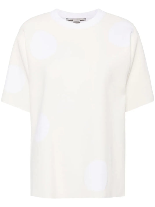 Polka-Dot Intarsia-Knit T-Shirt