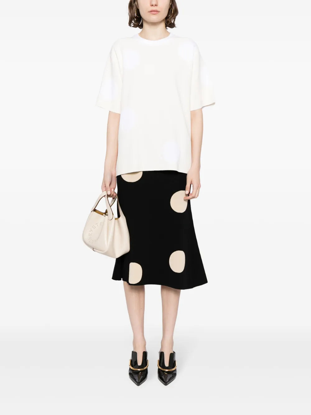 Polka-Dot Intarsia-Knit T-Shirt