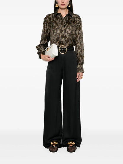 Ff-Logo Print Silk Shirt