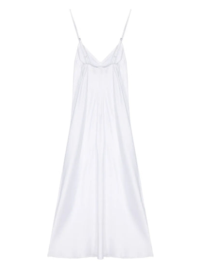 Plissé Satin Midi Dress