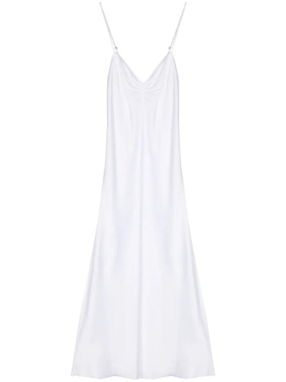 Plissé Satin Midi Dress