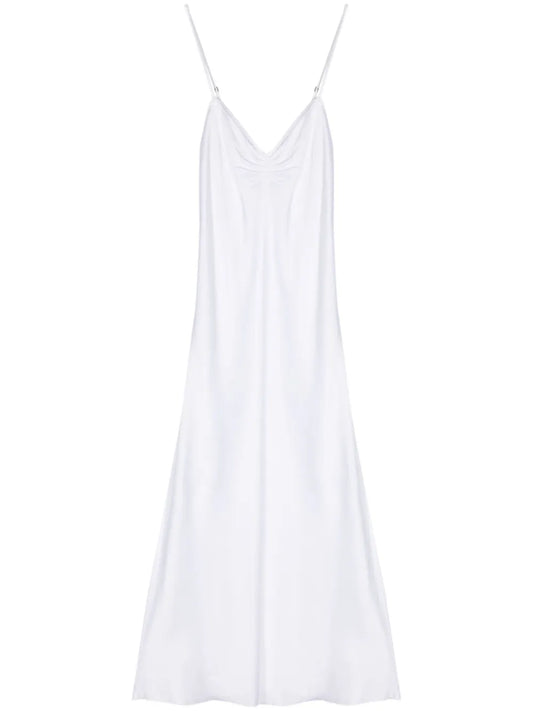 Plissé Satin Midi Dress