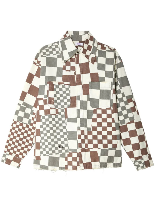 Checkered Canvas Shirt Jacket