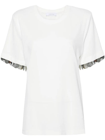 Paillette-Embellished Crepe T-Shirt