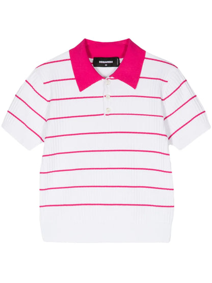 Striped Cropped Polo Top