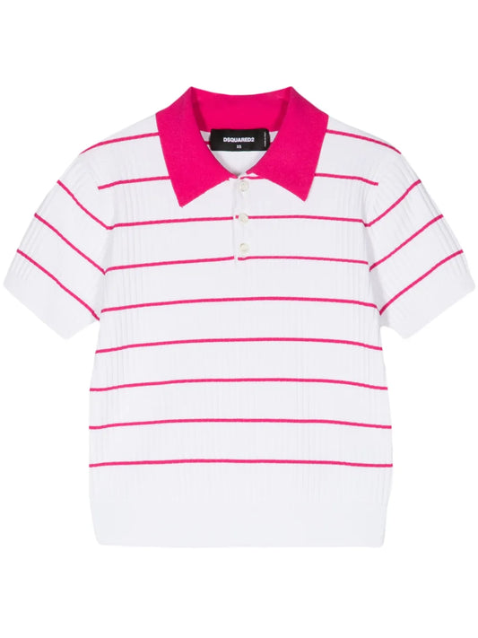 Striped Cropped Polo Top