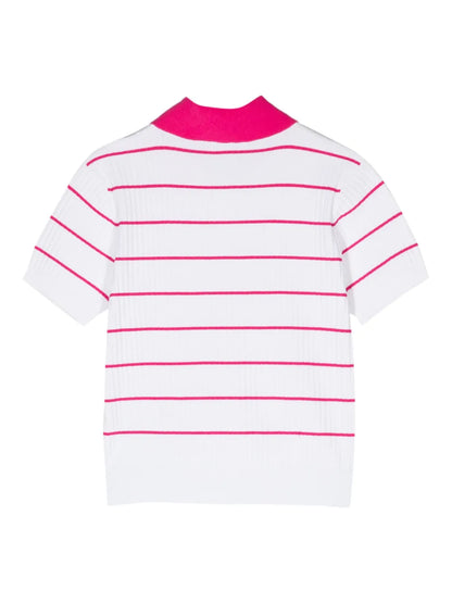 Striped Cropped Polo Top