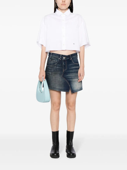 Asymmetric-Design Cotton Skirt