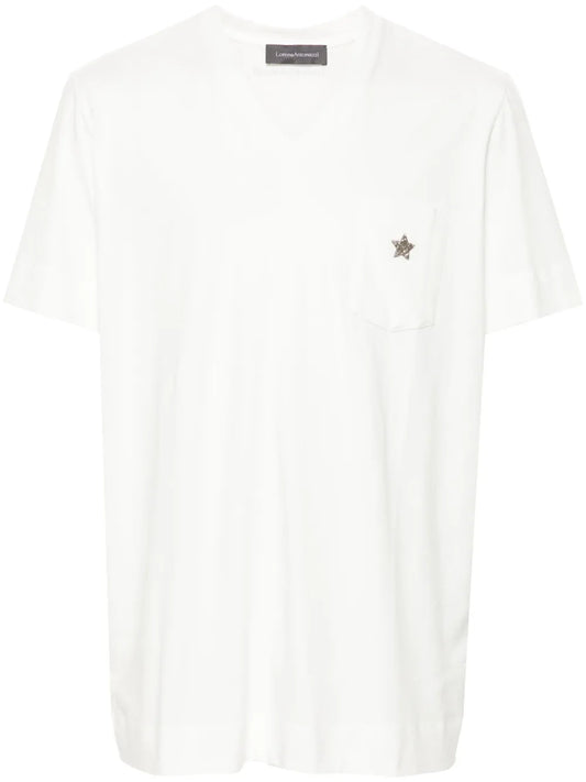 Star-Patch V-Neck T-Shirt