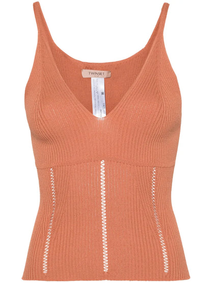 Sleeveless Ribbed-Knit Top