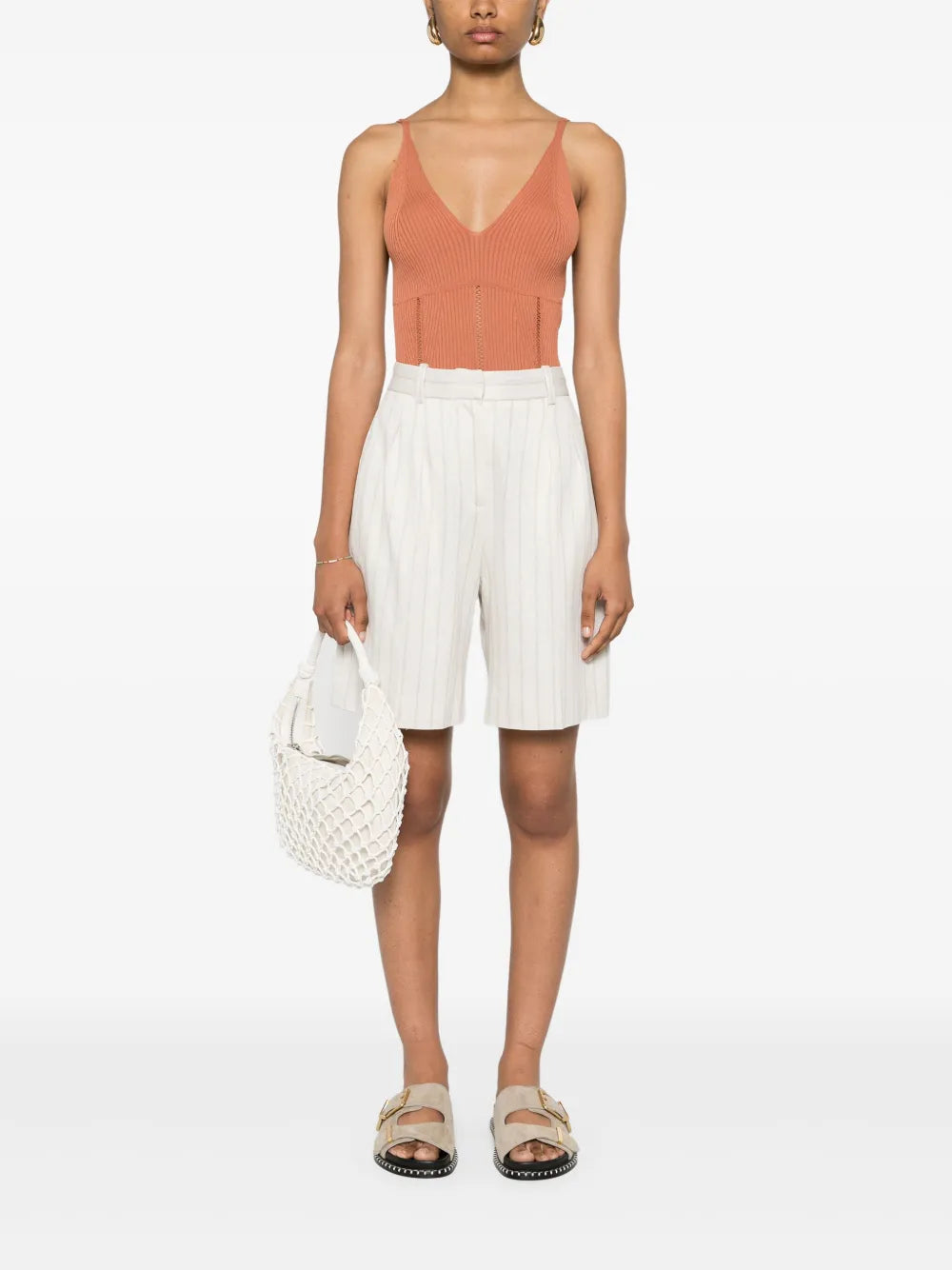 Sleeveless Ribbed-Knit Top