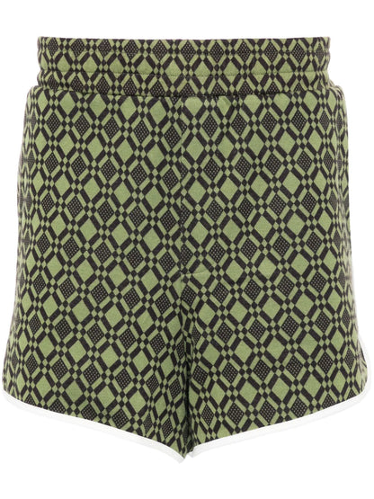 Geometric-Patterned Jersey Shorts