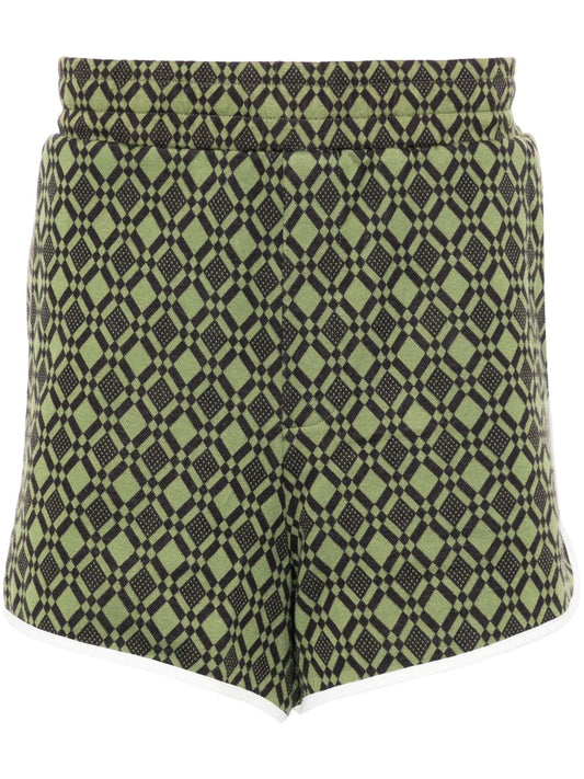 Geometric-Patterned Jersey Shorts