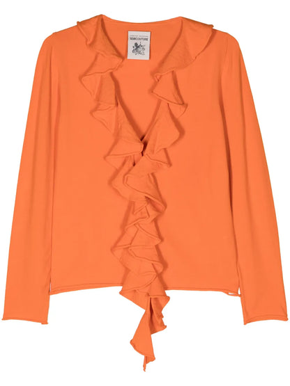 V-Neck Ruffled Cardigan