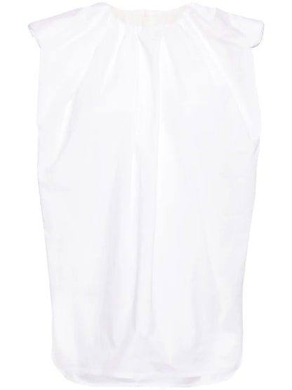 Frilled-Neck Cotton T-Shirt
