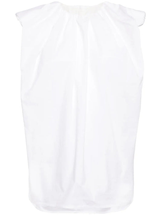 Frilled-Neck Cotton T-Shirt