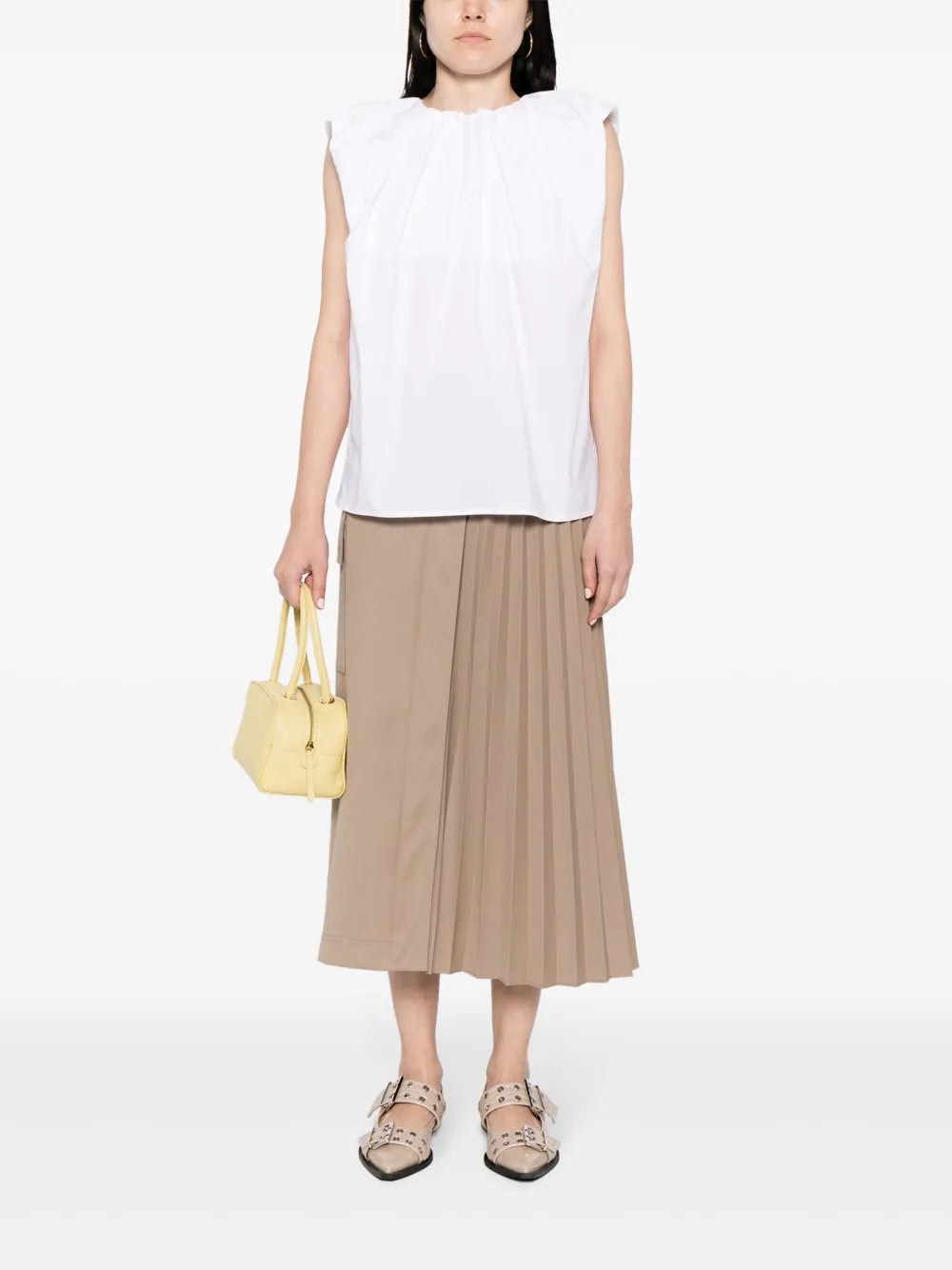 Frilled-Neck Cotton T-Shirt