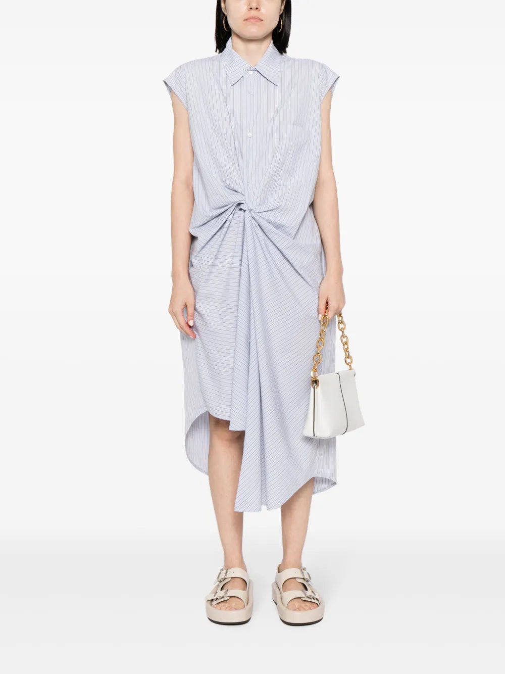 Draped-Design Cotton Dress