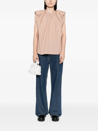 Frilled-Neck Cotton T-Shirt