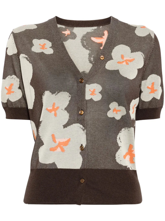 Floral Intarsia-Knit Cotton-Blend Cardigan