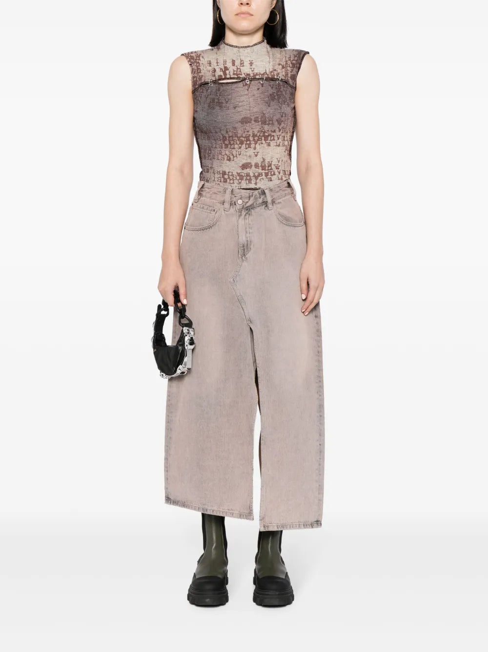 Asymmetric-Design Cotton Skirt