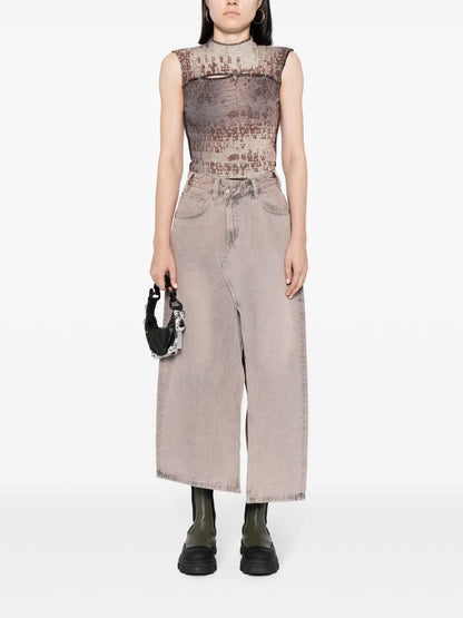 Asymmetric-Design Cotton Skirt