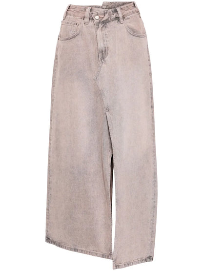 Asymmetric-Design Cotton Skirt