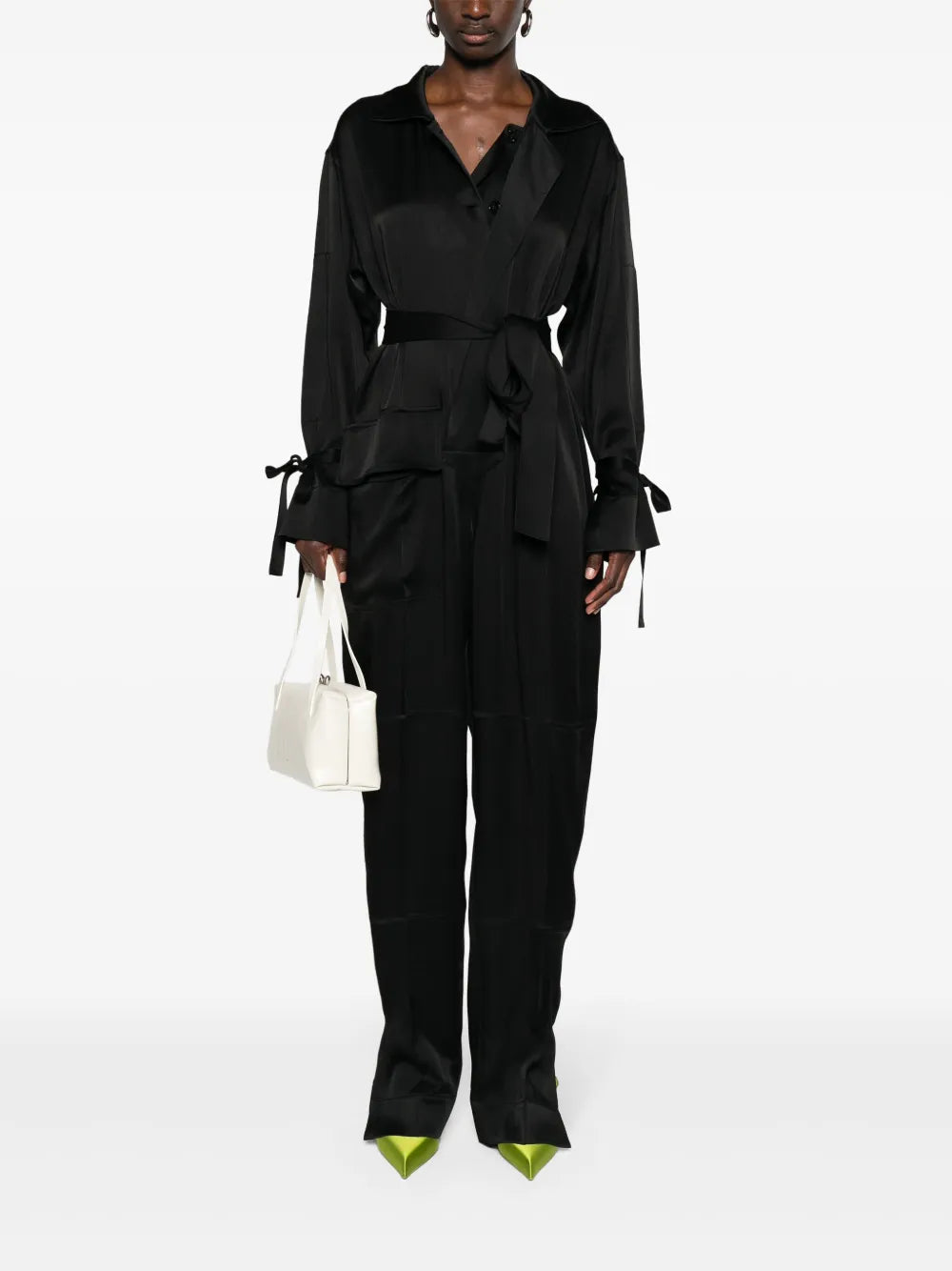 Spread-Collar Crepe Jumpsuit