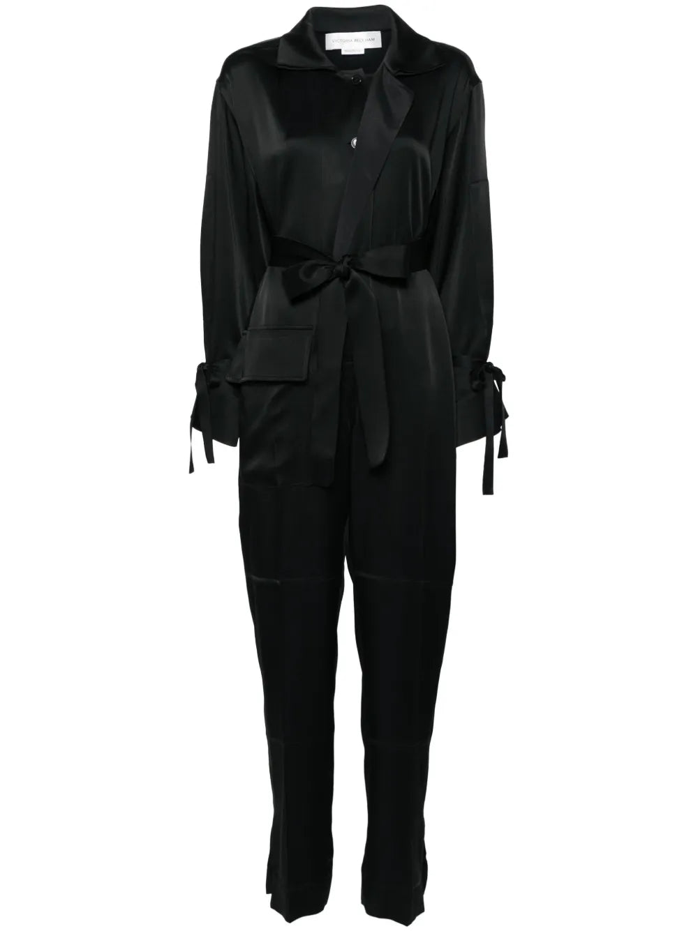 Spread-Collar Crepe Jumpsuit