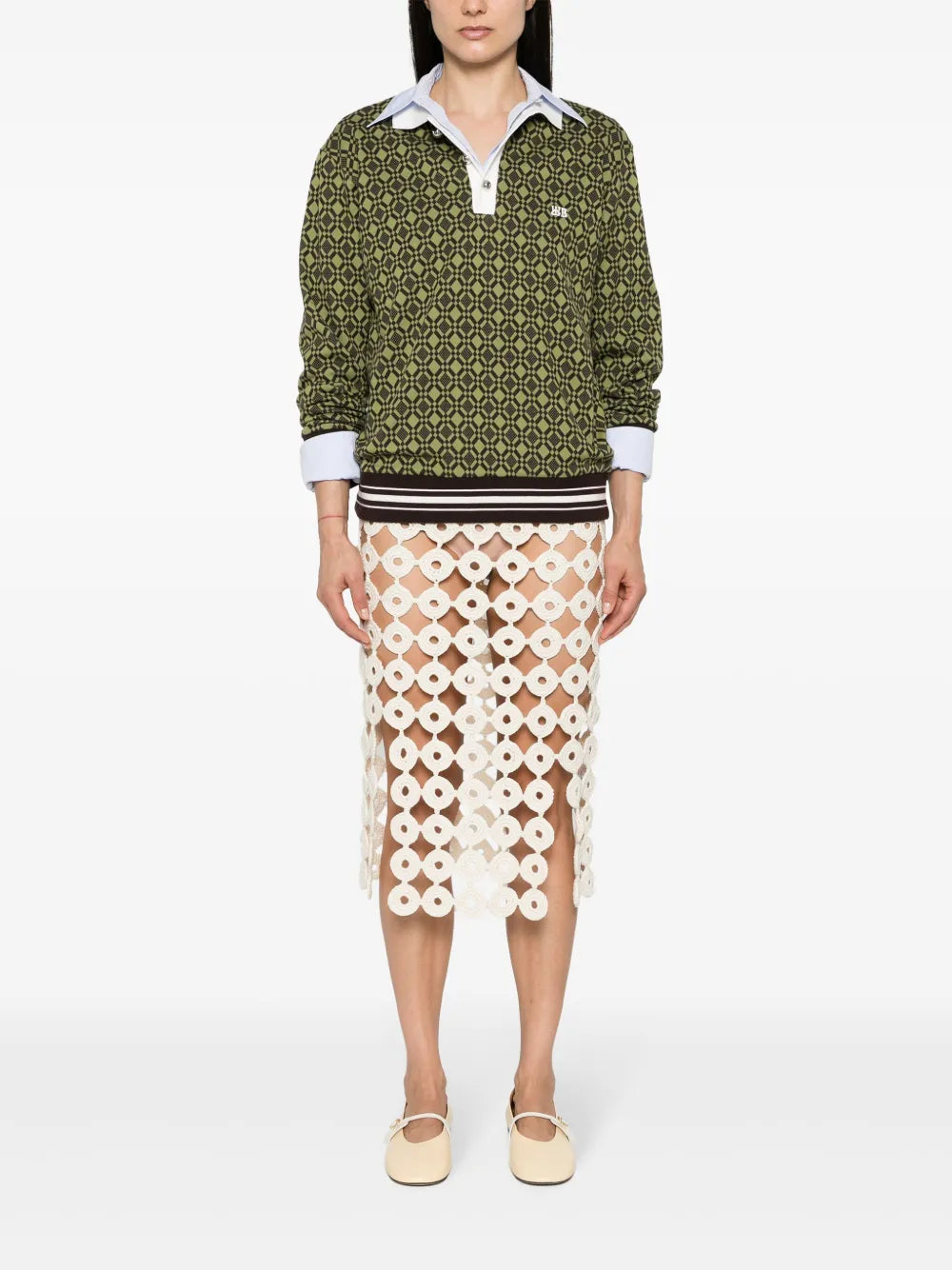 Stanza Crochet-Knit Midi Skirt