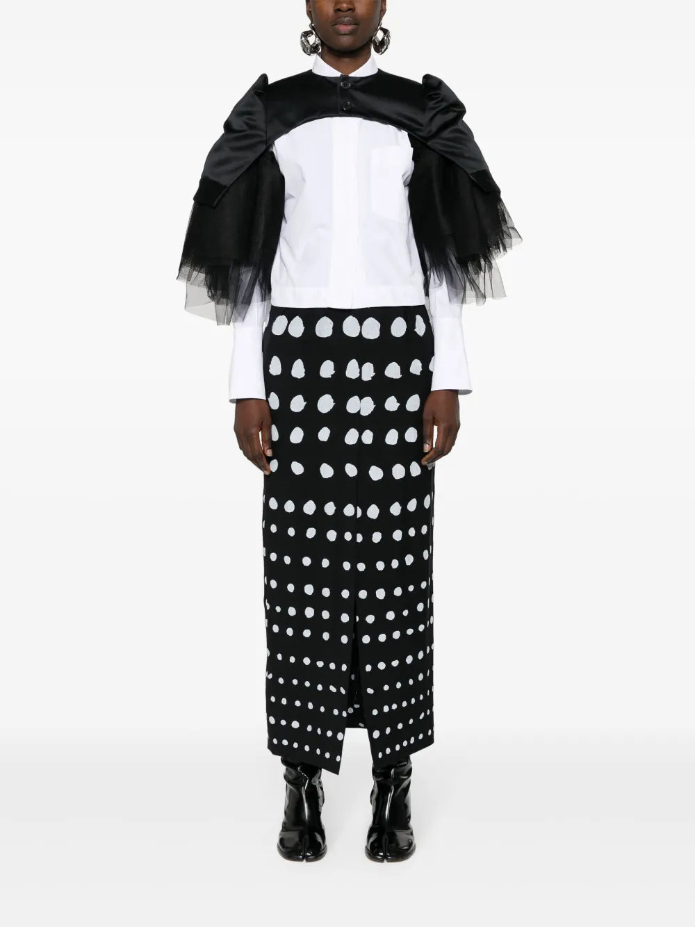 Tulle-Inserts Cropped Jacket