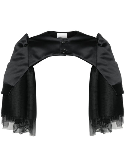 Tulle-Inserts Cropped Jacket