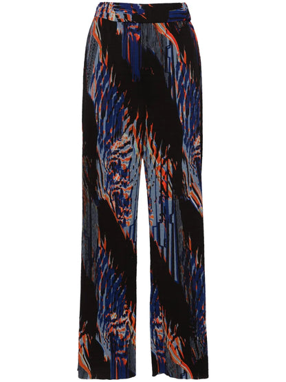Abstract-Print Plissé Straight Trousers