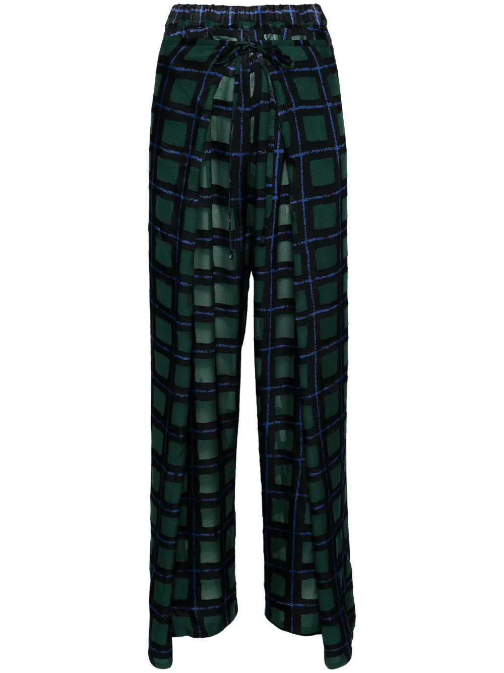 Check-Pattern Straight Trousers
