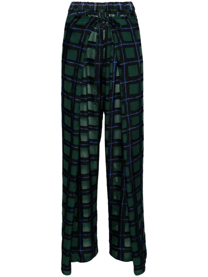 Check-Pattern Straight Trousers