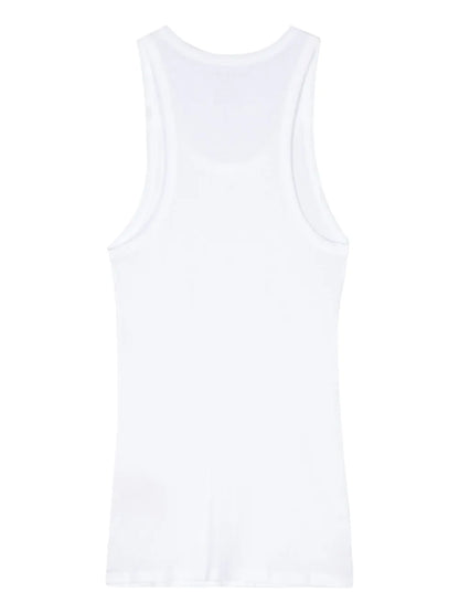 Semi-Sheer Fine Ribbed Tank Top