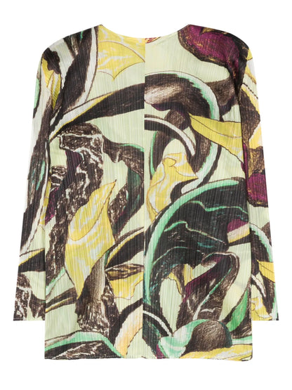 Graphic-Print Pleated Jacket