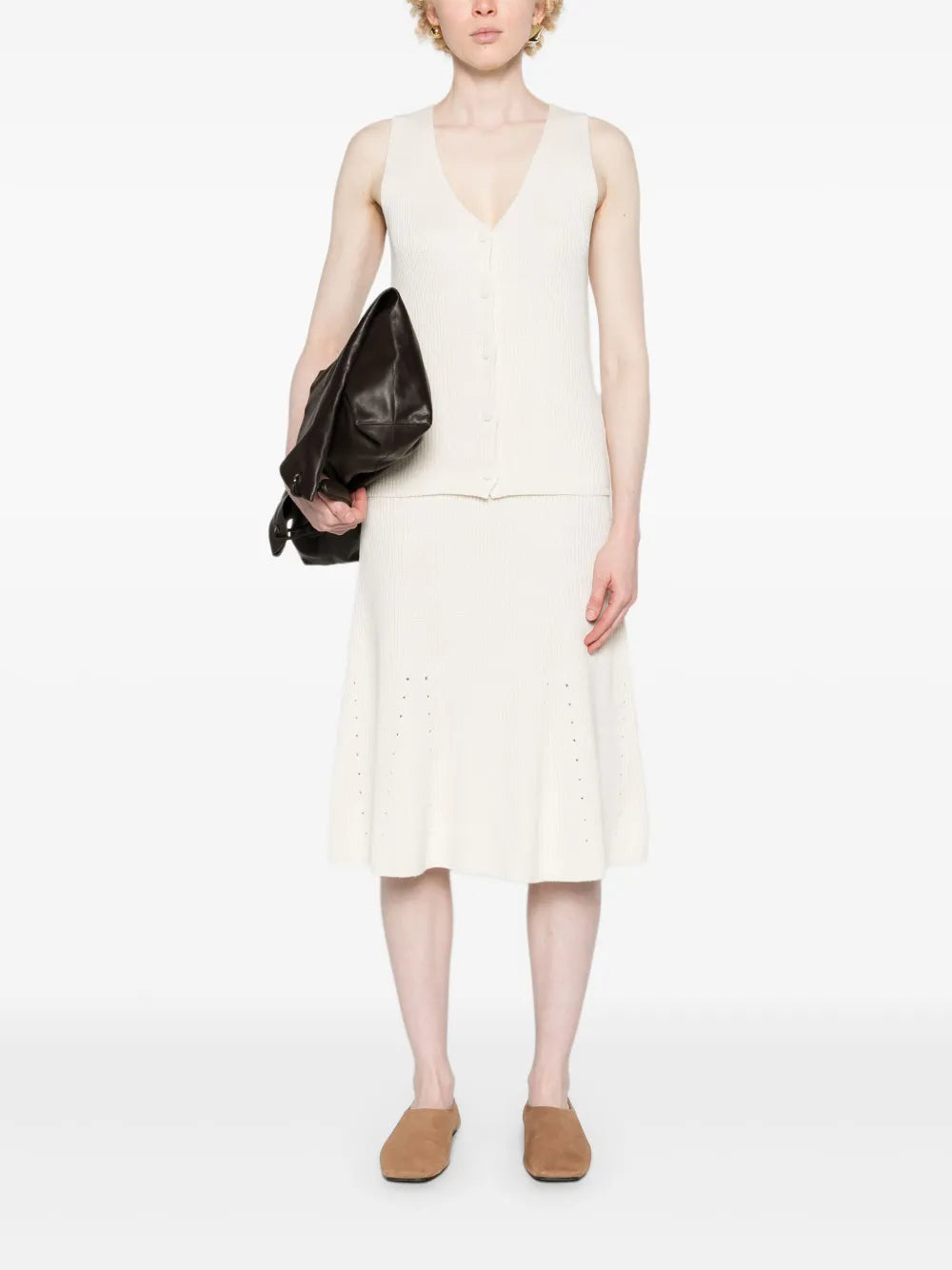 Ribbed Linen-Blend Skirt