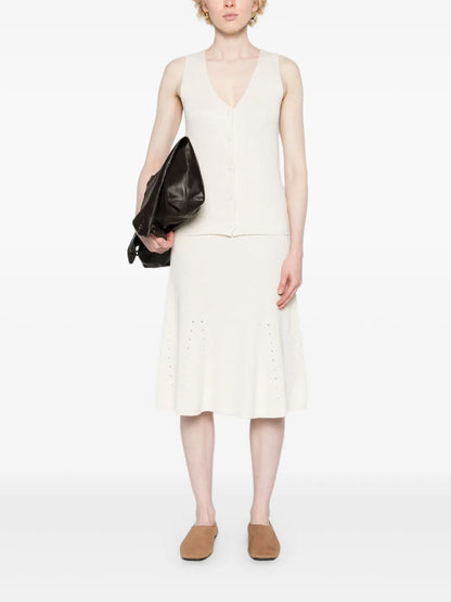 Ribbed Linen-Blend Skirt