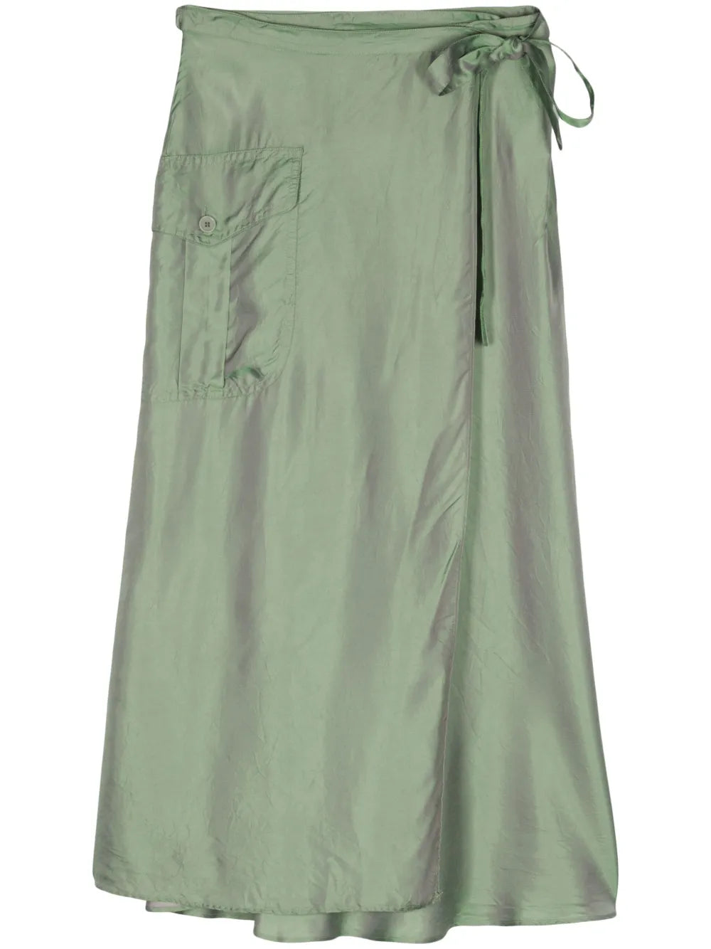 Metallic Wrap Midi Skirt
