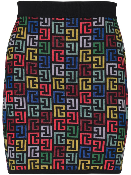 Pb-Intarsia Knitted Mini Skirt