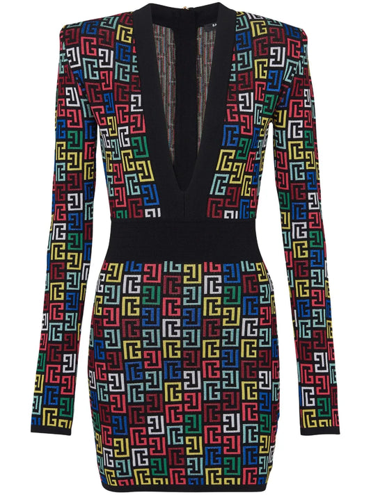 Intarsia-Knit Mini Dress